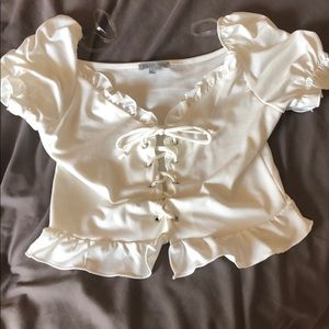 Laced up white top
